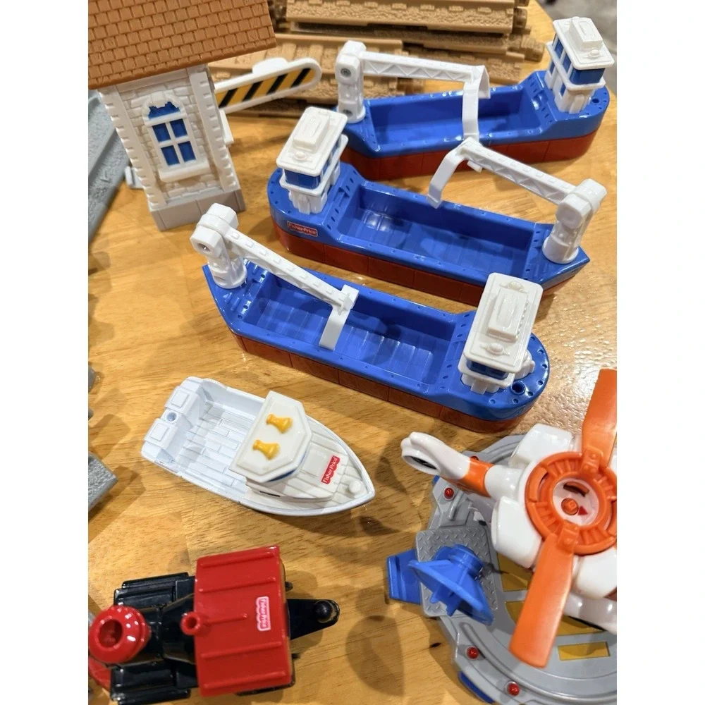 Fisher Price Geotrax Lot Asst 70+ Pieces Trains Ships Vehicles Track Accessories